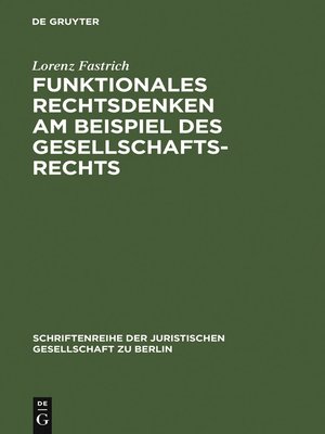 cover image of Funktionales Rechtsdenken am Beispiel des Gesellschaftsrechts